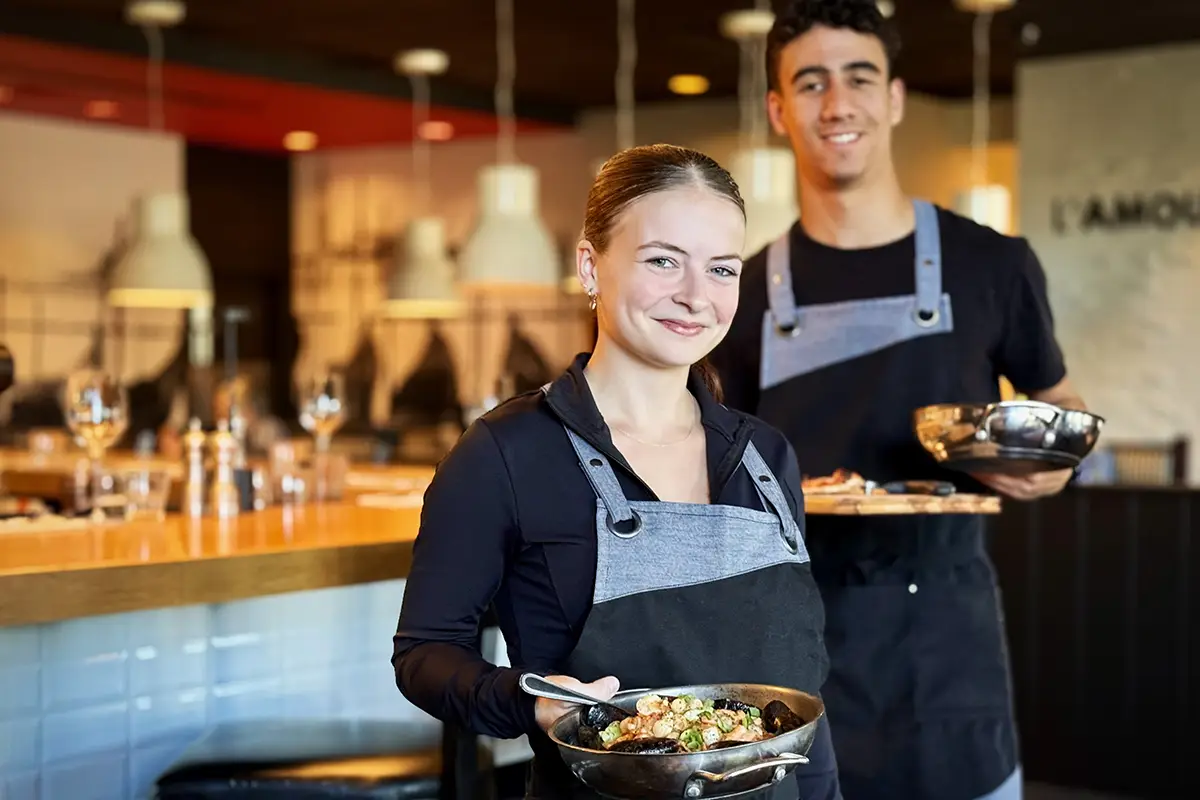 Pacini team in service at the restaurant.